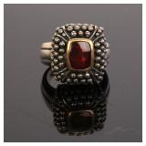 14K GOLD & STERLING GARNET COCKTAIL RING