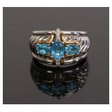 TOPAZ 14K GOLD & STERLING SILVER RING SONIA B.