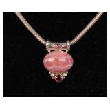 SAJEN ROSE QUARTZ PENDANT STERLING SILVER NECKLACE