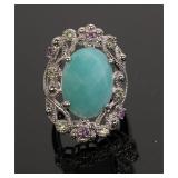 STERLING SILVER CHUNKY TURQUOISE COCKTAIL RING