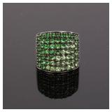 EMERALD & PERIDO COCKTAIL RING STERLING SILVER