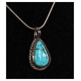 NATIVE AMERICAN TURQUOISE & STERLING NECKLACE