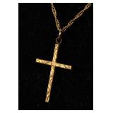 GOLD-FILLED ANTIQUE CROSS PENDANT ON NECKLACE