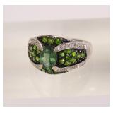 STS BRAZILIAN EMERALD & STERLING SILVER RING