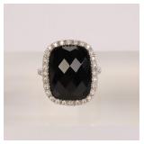 ONYX & STERLING SILVER COCKTAIL RING
