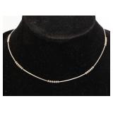 ITALIAN STERLING SILVER BEADED NECKLACE 15"