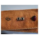 Jewelry Lot 2 Sets Of Earrings & Red Set Ring