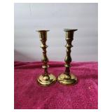 Set Of Brass Candle Holders About 10' Tall