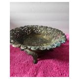 Lace Edge Design Italy Brass Bowl With Pedestal