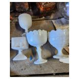 4 Milk Glass Bowls-Candy Dishes Needs Washing
