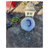 2 Green Enamal Pans 1 Wooden Light House 1