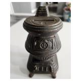Cast Iron Pot Belly Stove Bank ( Bot Needs Taped )