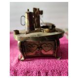 Vintage Metal Art Music Box Plays Well