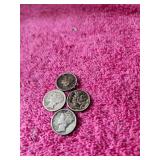4 Mercury Dimes
