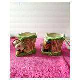 2 Vintage Japan Ceramic Flower Planters