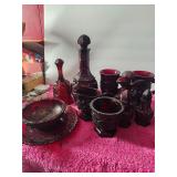 11 Pieces Vintage 1876 Cape Cod Pigeon Blood