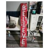 Almost 5' Tall Believe Wooden Sign ( NO SHIPPING )