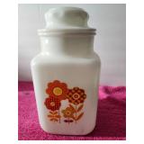 Vintage Jeannette Milk Glass Canister A