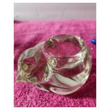 2 Glass Candle Holders Squirrel & Cat