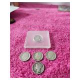 5 Silver Dimes 2 Mercury 48,52,57 & 41,43