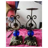 Vintage Cast Iron Candle Holders With Decorative