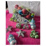 2 Bags Christmas Tree Decorations, Deer & Snow Men