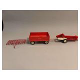 Tru Scale Wagon and Manure Spreader and Harrow