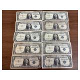 10 1957 Blue Seal $1 Silver Certificates