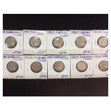 10 Early Jefferson Nickels 1939-1952D x Money