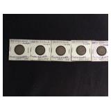 5 US Shield Nickels 1868-1883