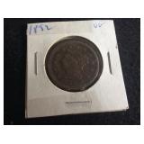 1852 US Coronet HeadLarge Cent