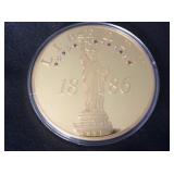 Statue of Liberty 24 kt. Gold Plated Medal