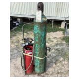 Oxygen & Acetylene Bottles w/ Gauges & Cart