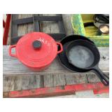 Small Cast Iron Dutch Oven & 2 Cast Iron Skillets