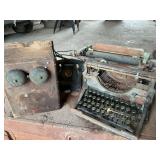 ANTIQUE TYPEWRITER AND ANTIQUE CRANK PHONE
