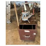 METAL CABINET ON WHEELS, VINTAGE MITER SAW
