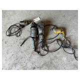 (2) CORDED DRILLS, (2) ANGLE GRINDERS