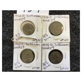 4 Silver US War Nickels