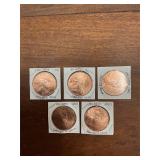 (5) 1 OZ COPPER (BU) ROBINHOOD ROUND