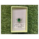 SILVER, EMERALD RING SIZE 7