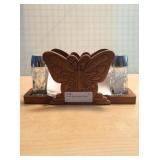 Wooden Butterfly Napkin/Salt & Pepper Holder w/