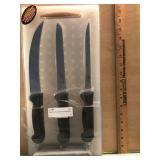 Razor Sharp Ss Knife Set w/ Cutting Board & Stone