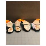 White/Orange/Black/Teal Ceramic Butterfly set of