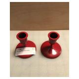 Pair of Red Taper Candle Holders