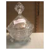 Cut Glass Butterfly Candy Bowl w/ Lid