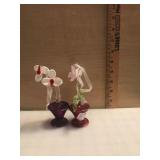 Blown Glass Double Orchid Decoration - Set of 2