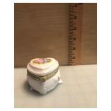 Heart Shaped Porcelain Rose Trinket Box