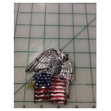 Enameled Metal Eagle/American Flag Ornament