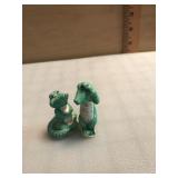 Set of 2 Miniature Green Ceramic Alligators