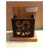 Handmade Wooden/Wrought Iron Mail Holder